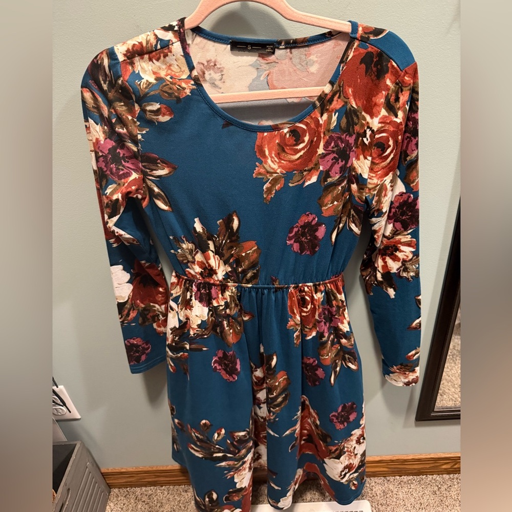 Floral Teal Dress size small
